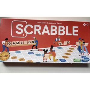 Scrabble Board Game The Classic Crossword Game WOODEN Tile Racks Hasbro NEW